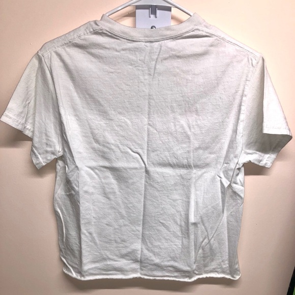 “High as a MF” white & neon orange cropped T-shirt - Picture 3 of 3